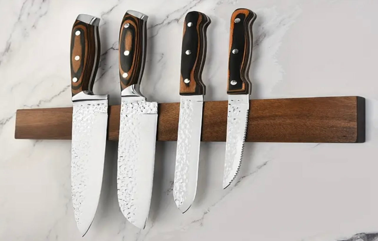 16" Wood Magnetic Knife Bar – Multipurpose Wall-Mounted Kitchen Organizer