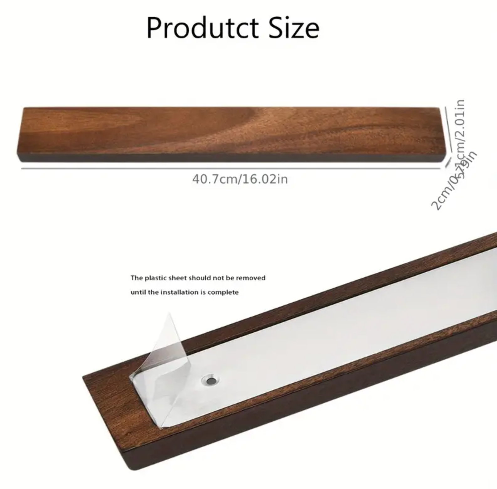 16" Wood Magnetic Knife Bar – Multipurpose Wall-Mounted Kitchen Organizer